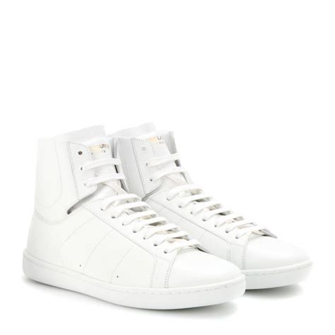 white ysl leather sneakers high top|saint laurent sneakers sale.